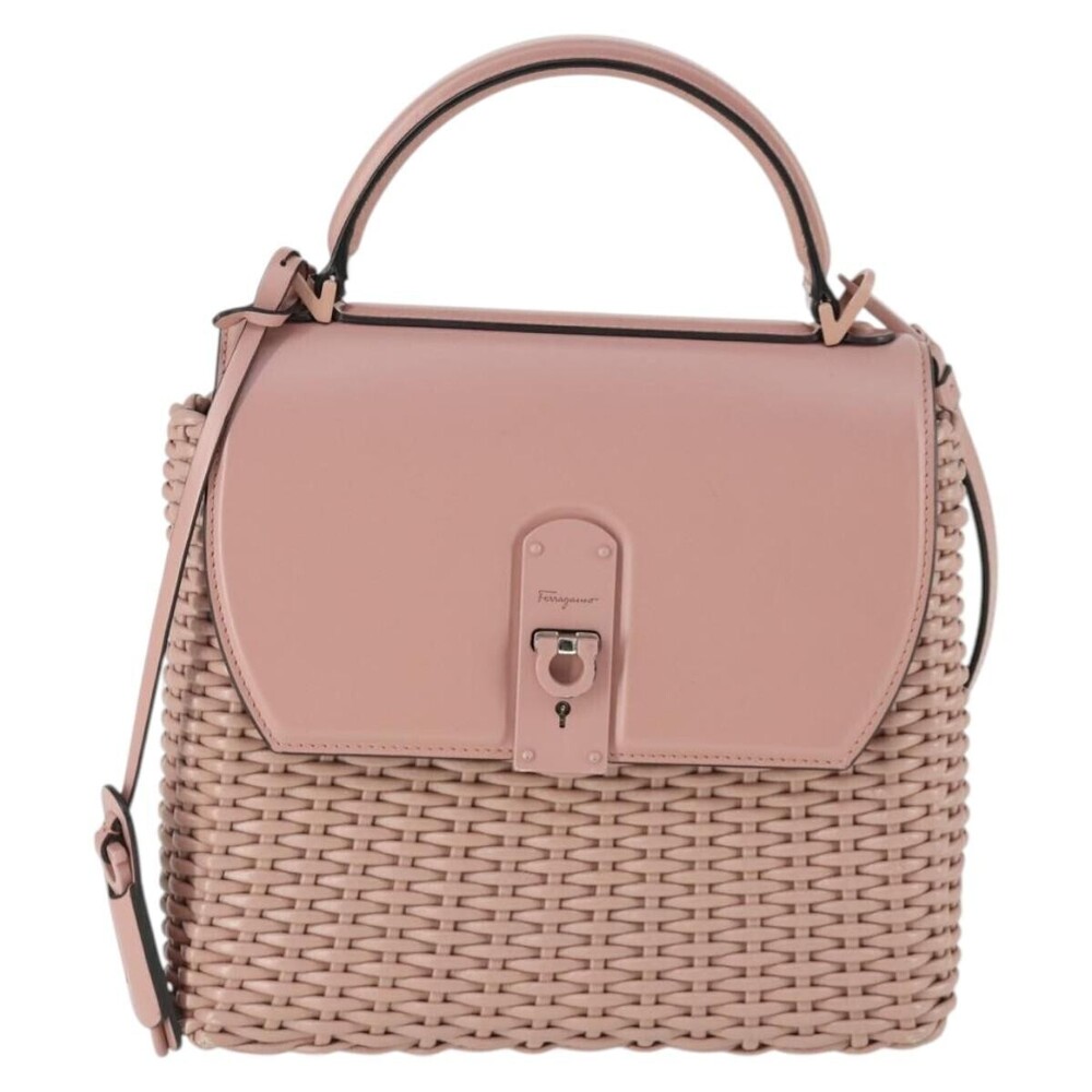 Salvatore Ferragamo Boxyz Top Handle Woven Leather Medium